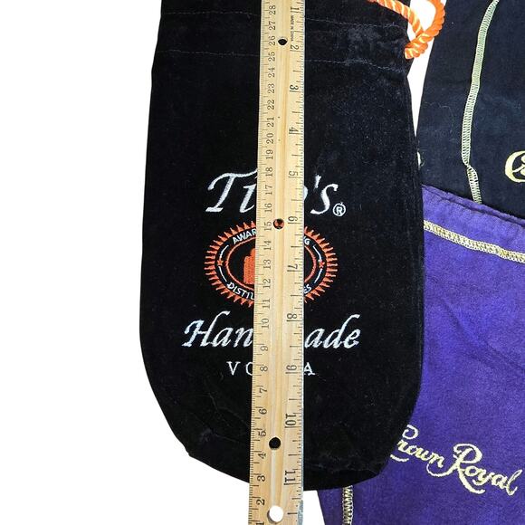 Lot of 6 Various Sizes Crown Royal Bags Purple Gold, 1 Black Titos Vodka Bag - Picture 2 of 6